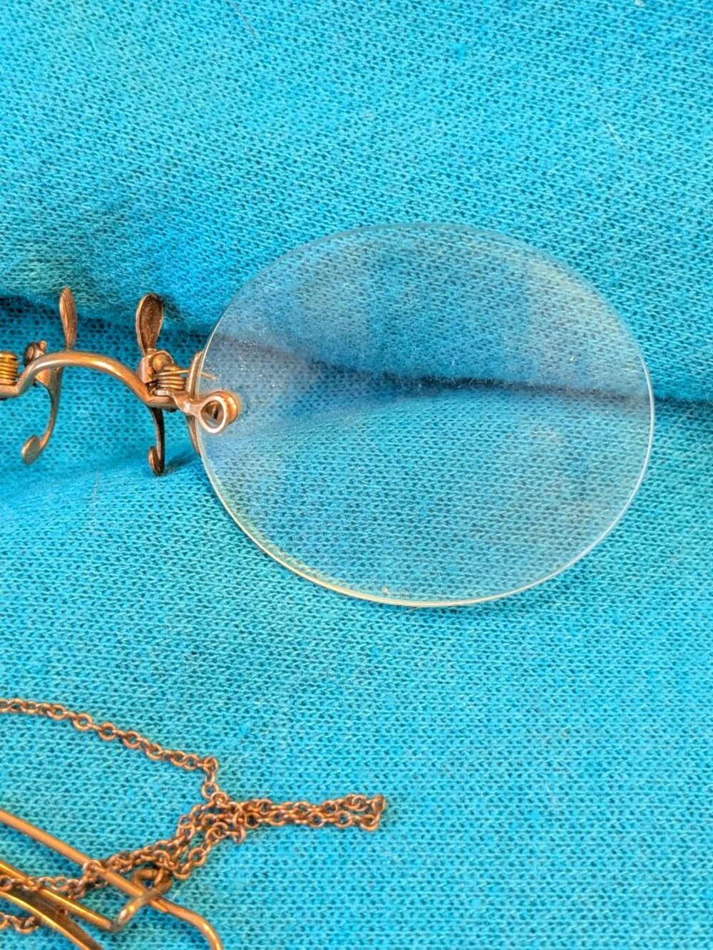 1900s Victorian Gold Filled Pince-Nez Rimless Glasses Chain Clip and Case - Picture 7 of 12